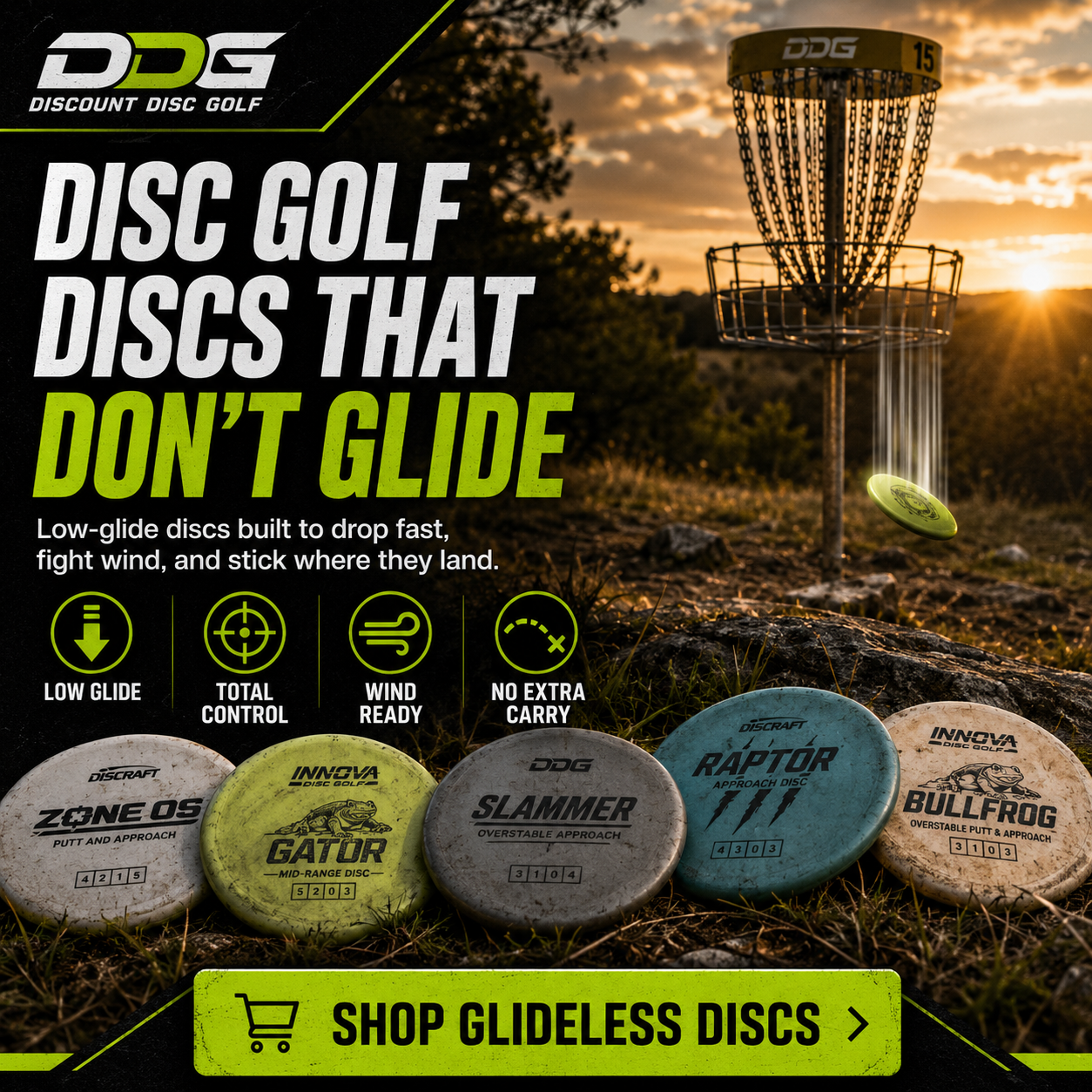 Shop DDG Disc Golf Discs that Don't Glide