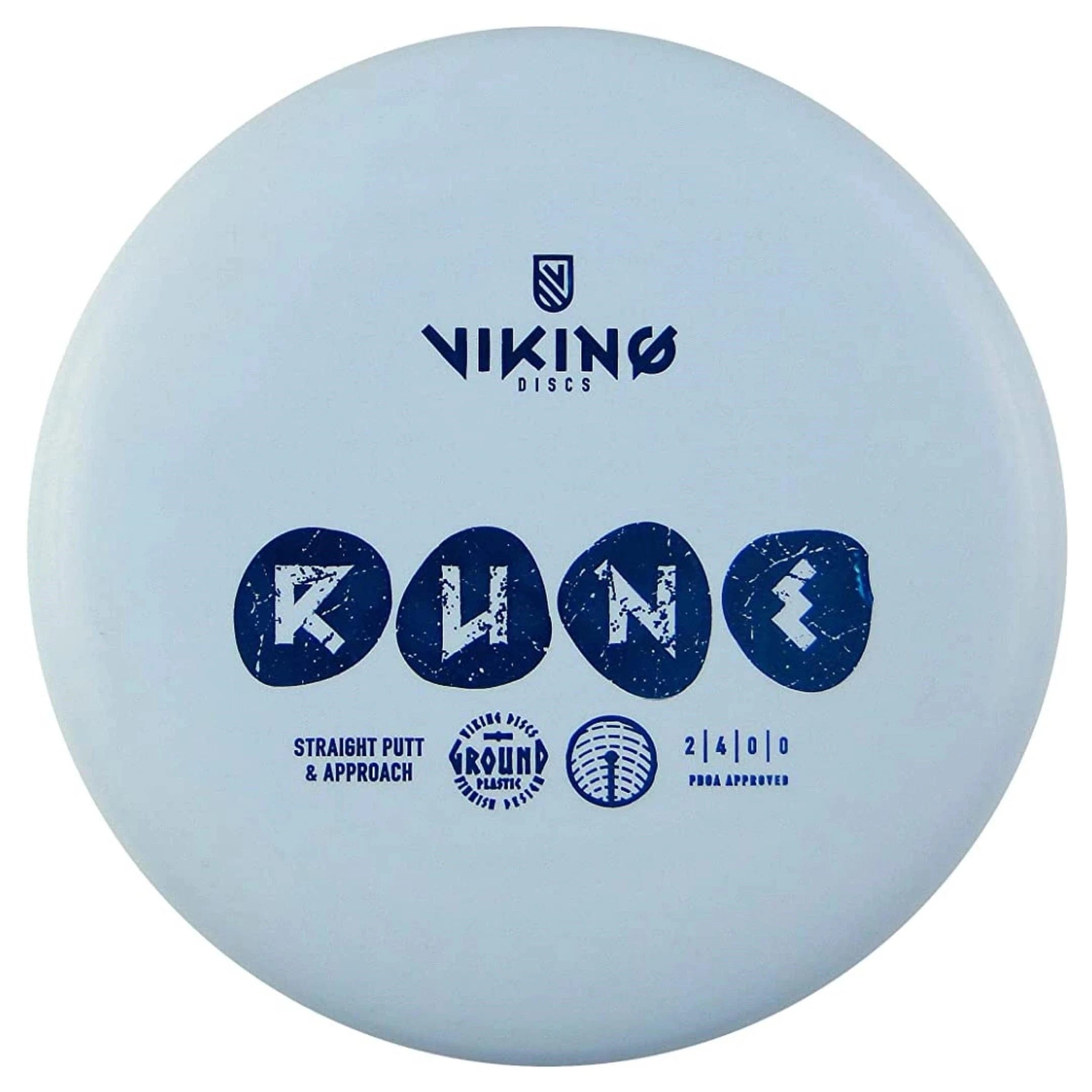 Light blue Viking Discs disc with text and graphics.