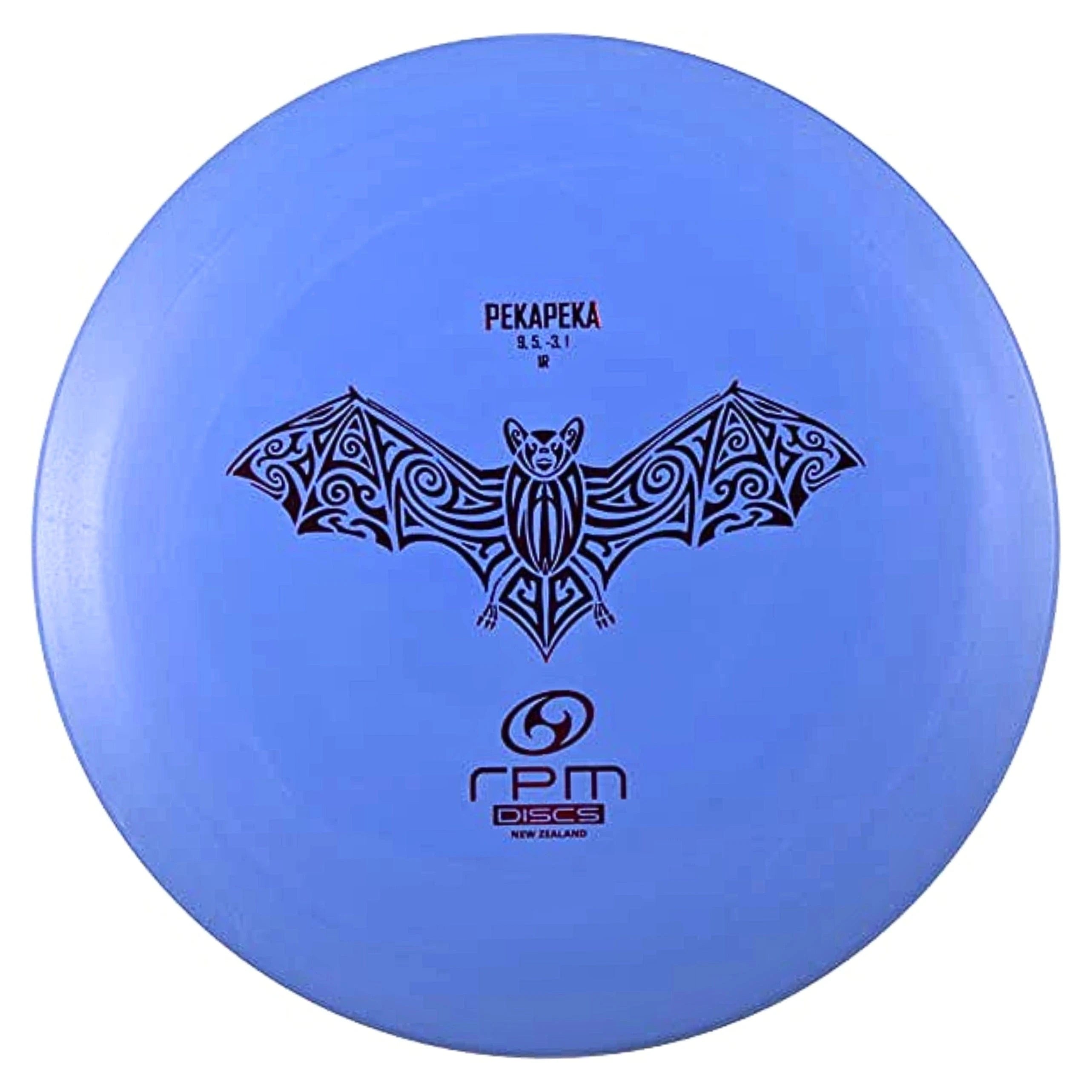 Blue disc with bat graphic.