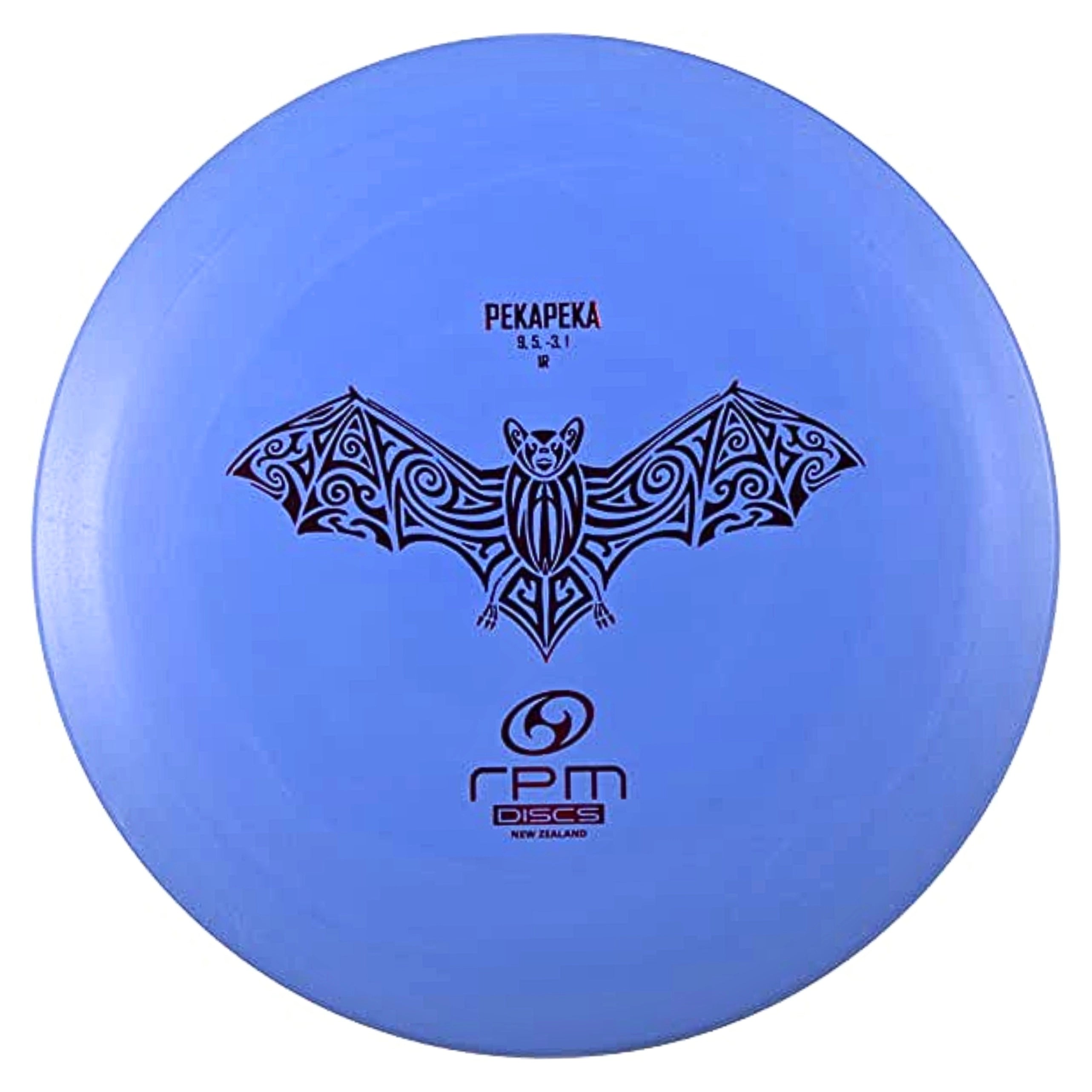 Blue disc with a bat design.