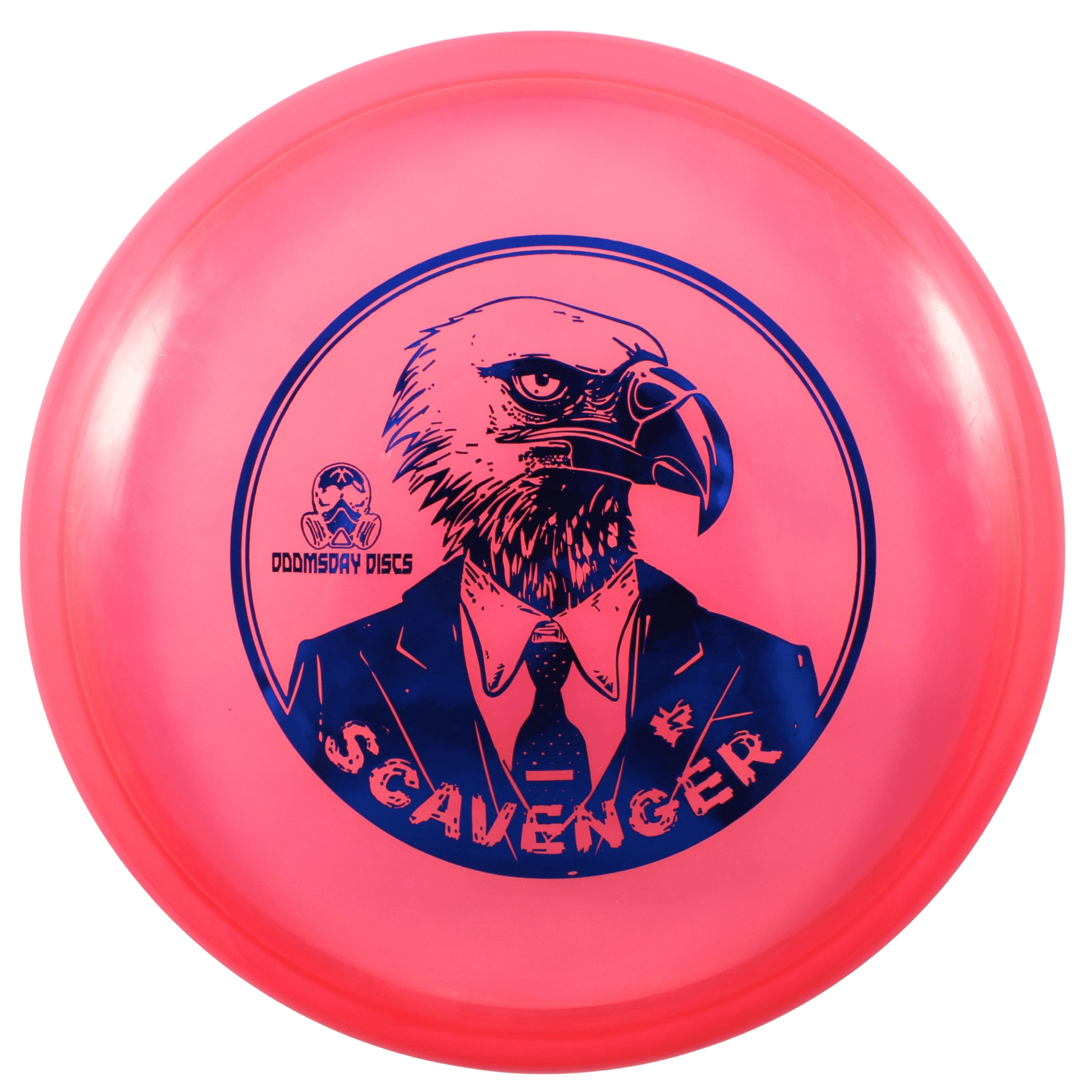 Pink disc golf disc with eagle graphic.