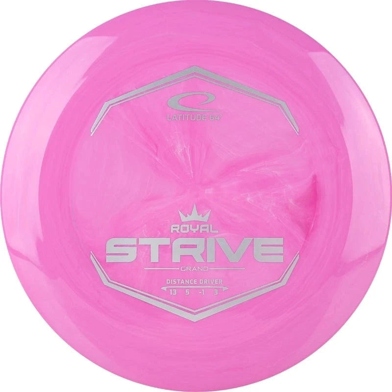 Pink disc golf disc with white swirls.