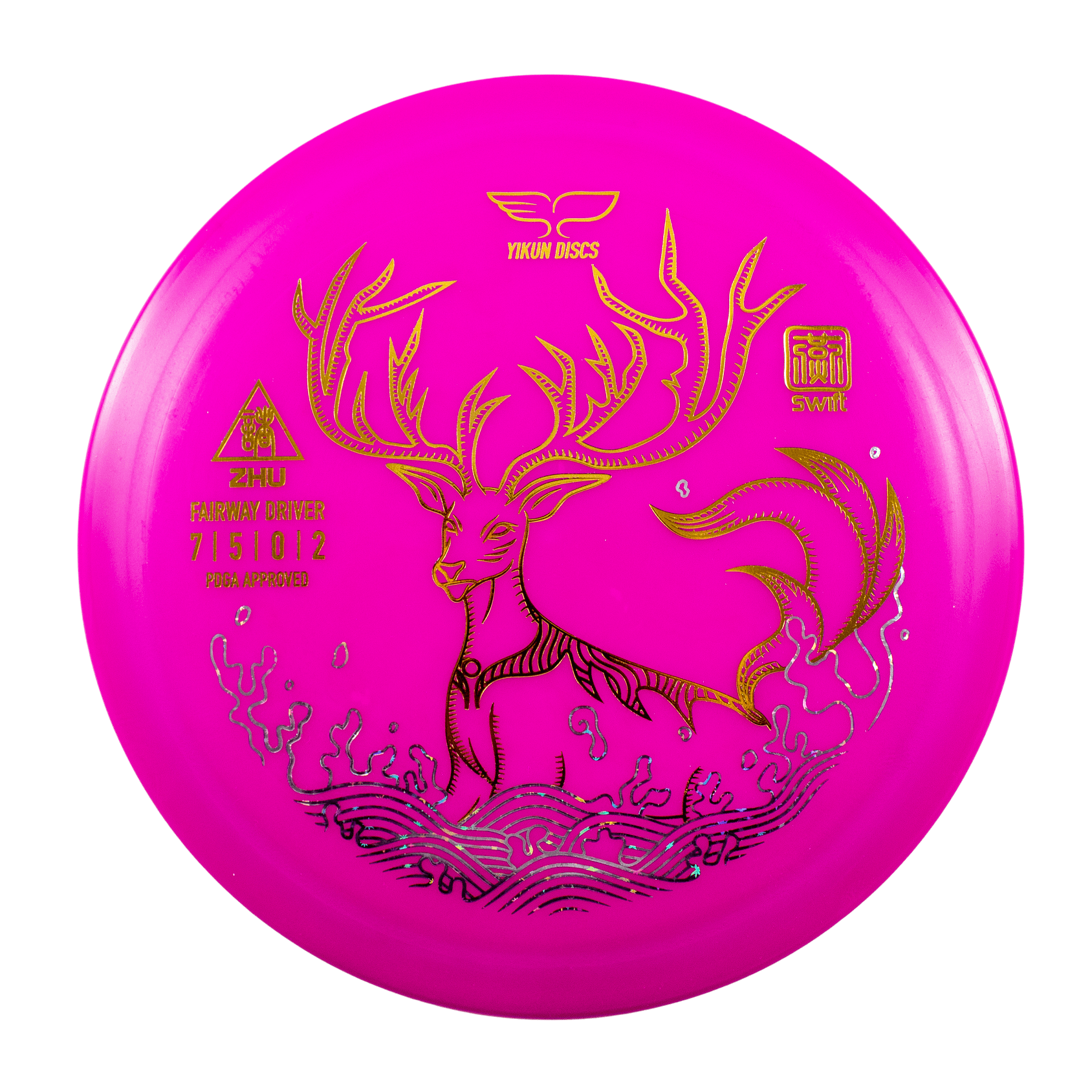 Pink disc golf disc with deer design