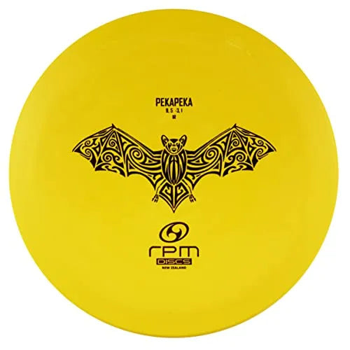 Yellow disc with bat design.