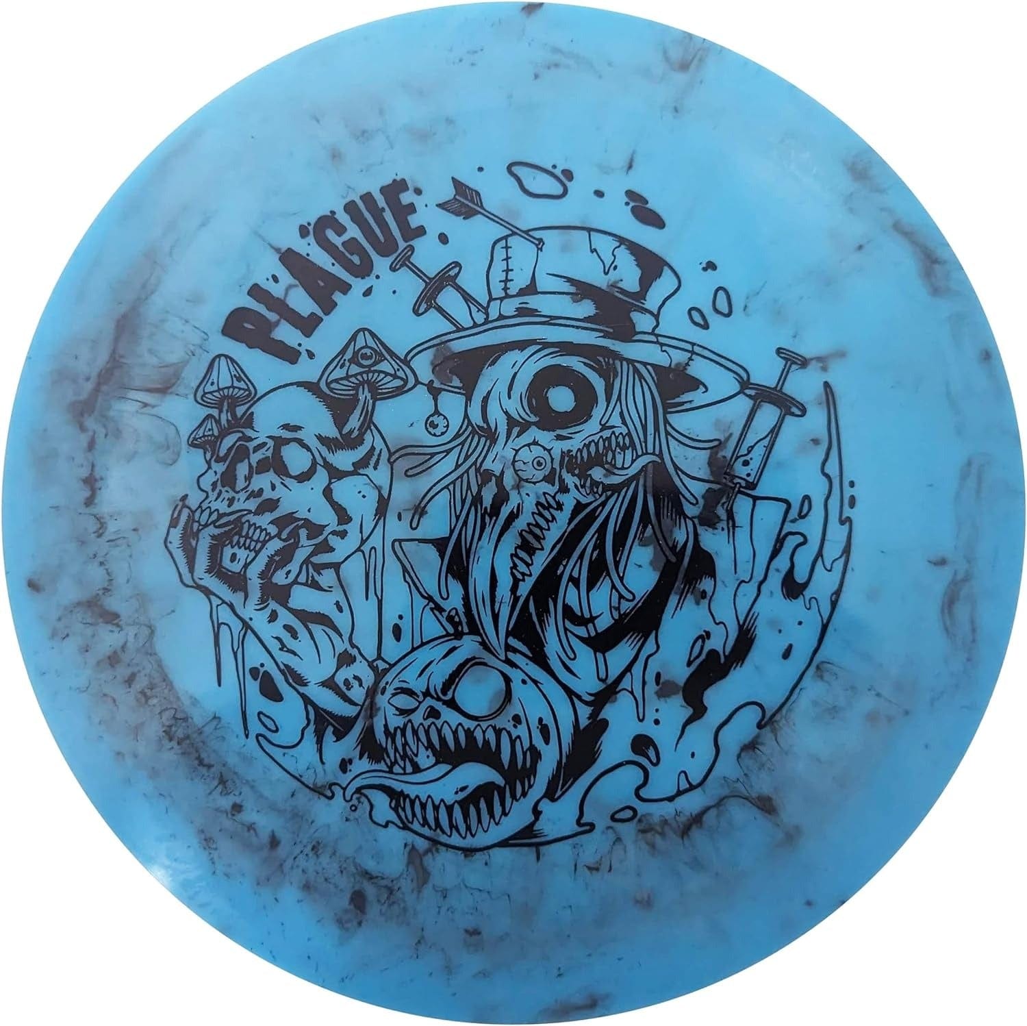 Blue Plague disc golf disc with graphic design