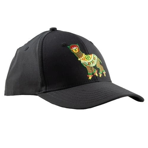 Black cap with embroidered alpaca design