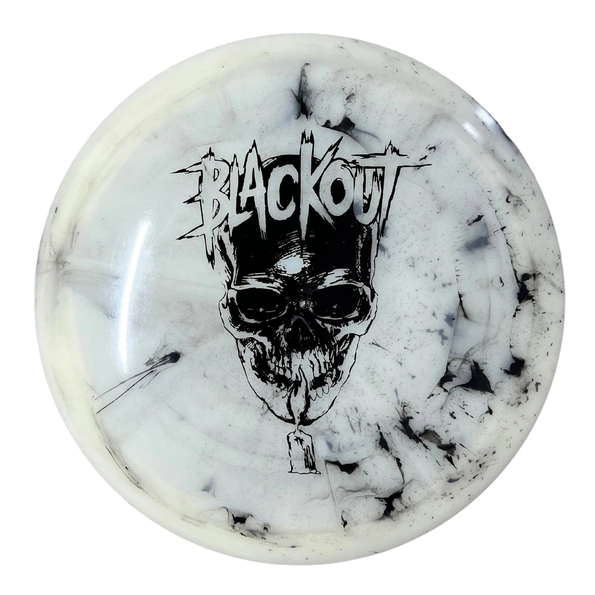 Blackout disc golf disc with skull graphic