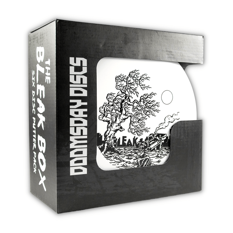 Bleak Box disc golf set with Doomsday Discs graphic