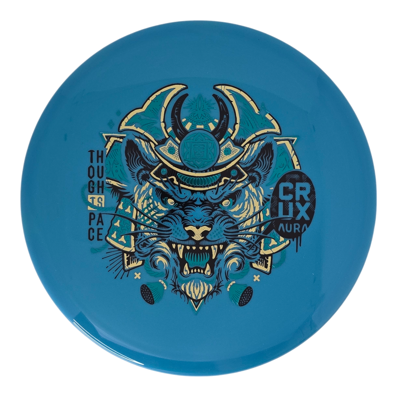 CRUX AURA disc golf disc with samurai rat graphic.