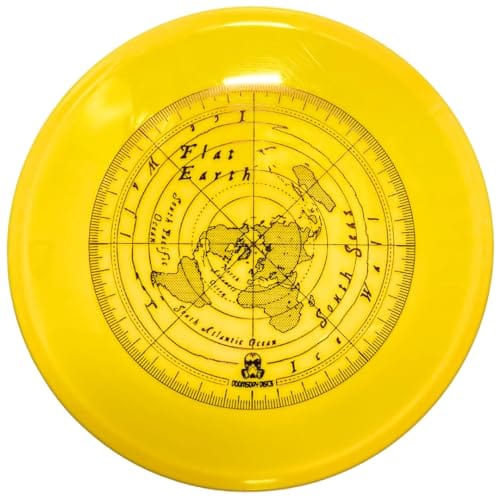 Yellow flat earth frisbee