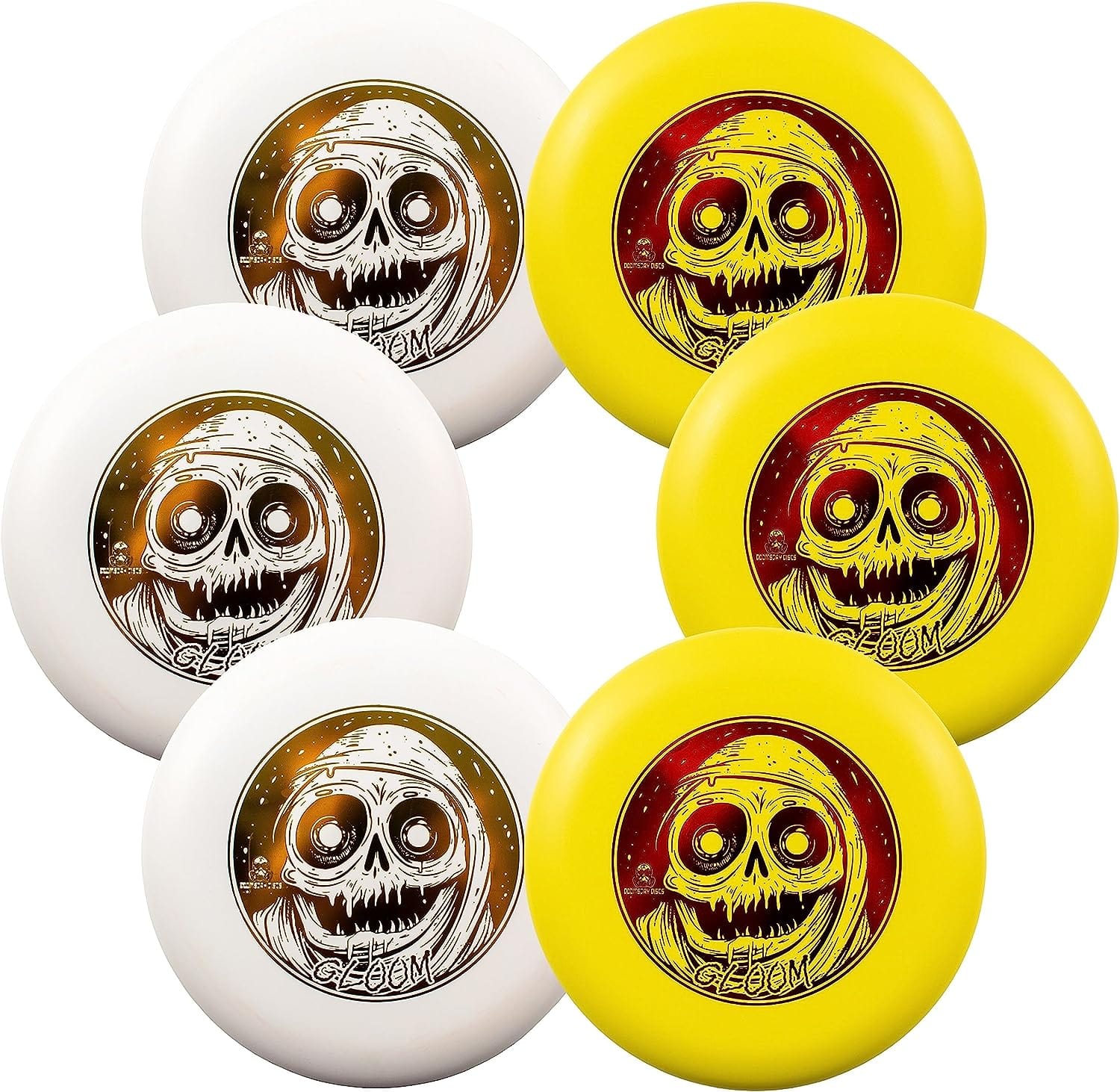 GloomBox-3 frisbees with grinning skull design