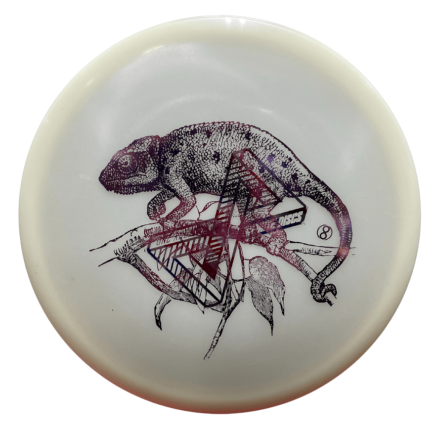 Glow Anubis disc golf disc with chameleon design