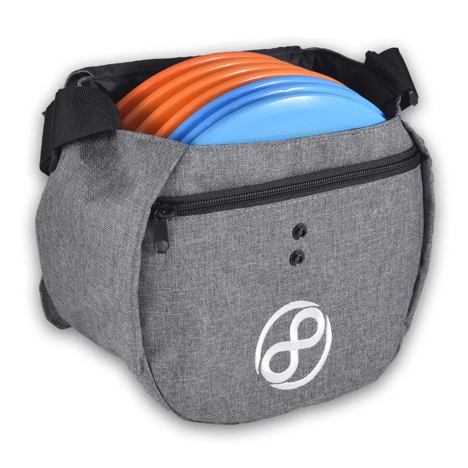 Gray-EB disc golf bag with discs