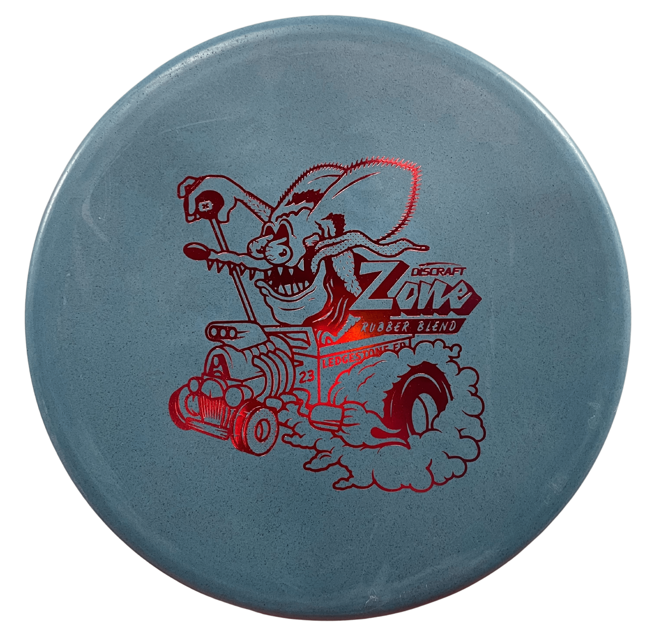 Gray Zone disc golf disc with red graphic
