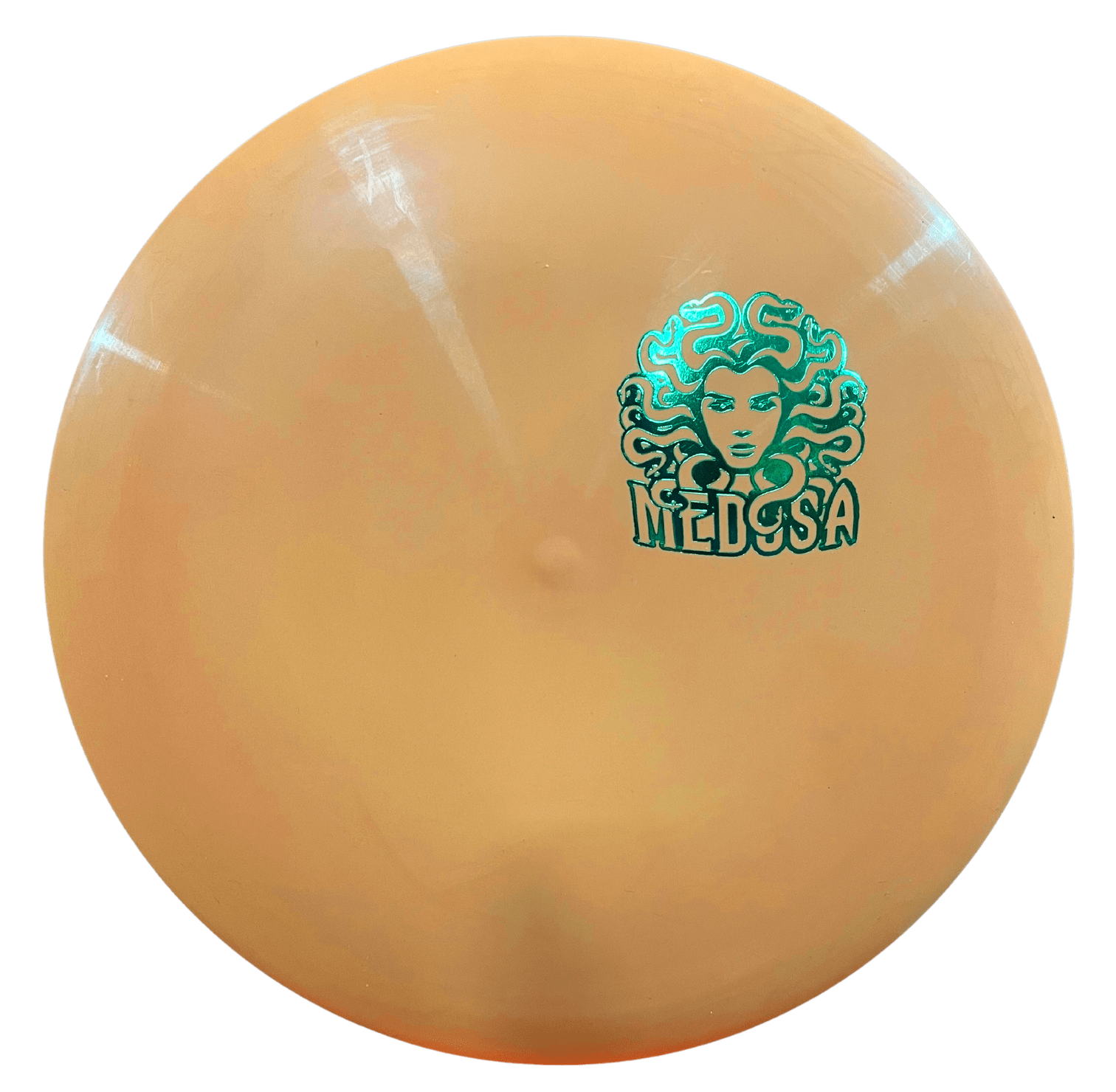 Medusa design on a yellow ball