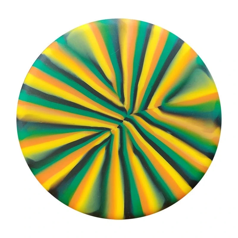 MiniAlpasMed disc with vibrant green, yellow, and orange stripes