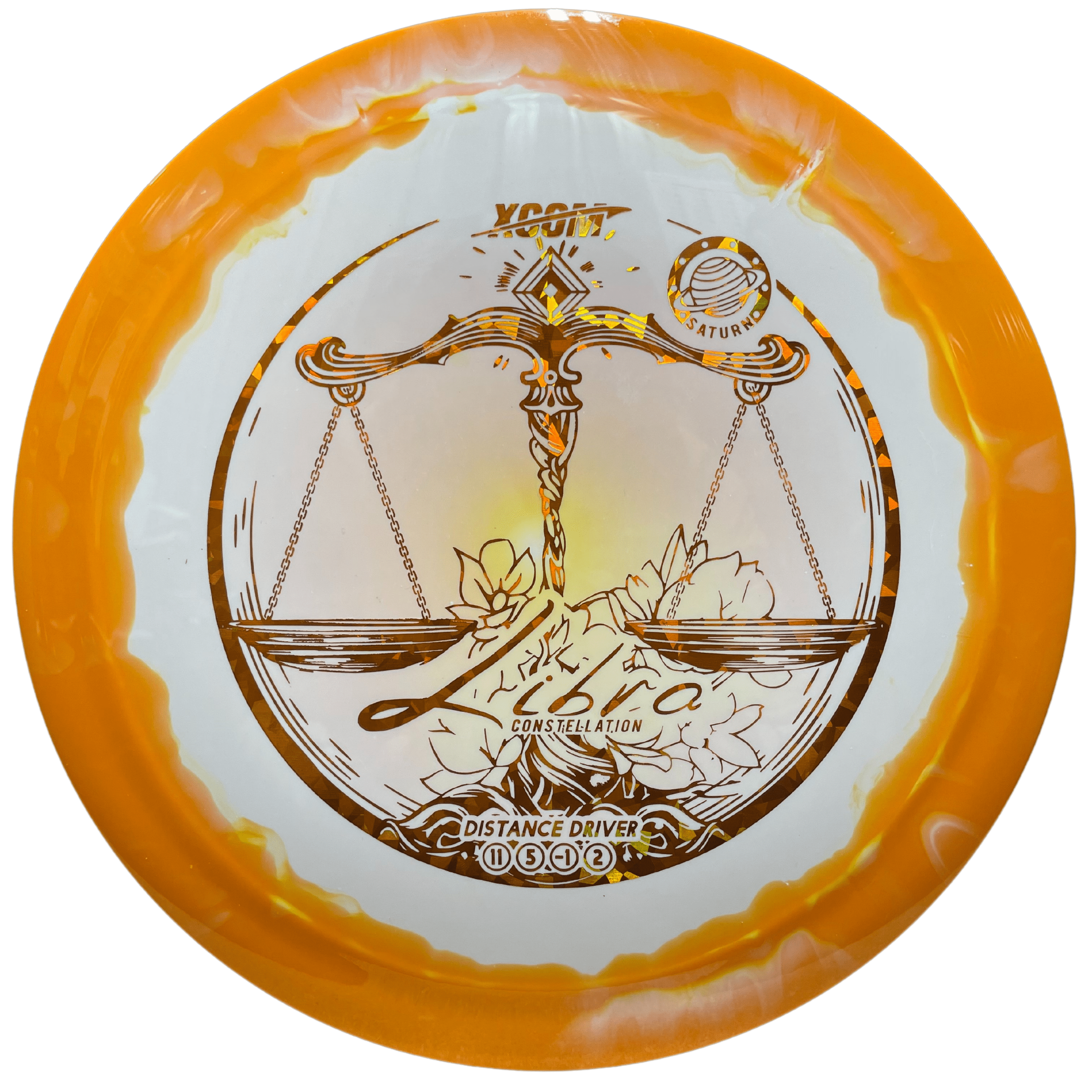 Orange Saturn Libra disc golf disc