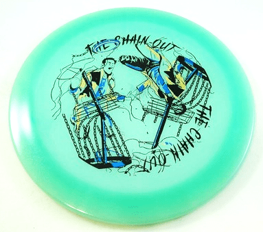 Slab-c-Glow-X disc golf disc with The Chain-Out graphic.