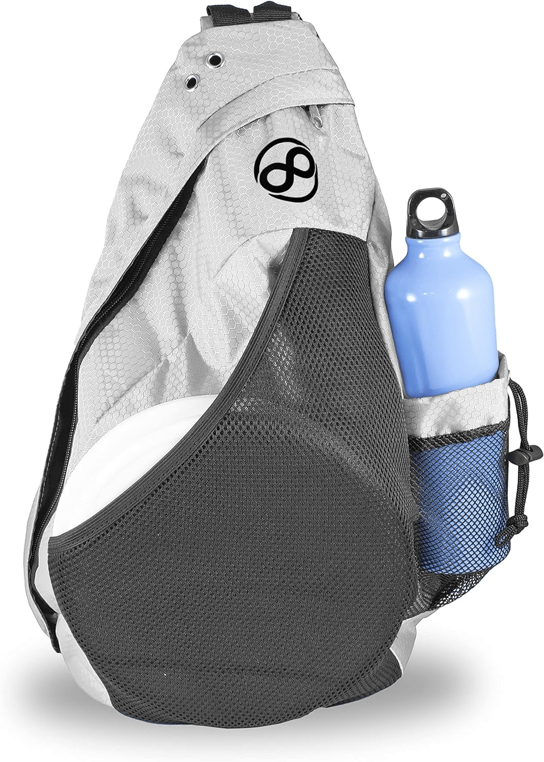 Slinger White Sling Backpack with Water Bottle