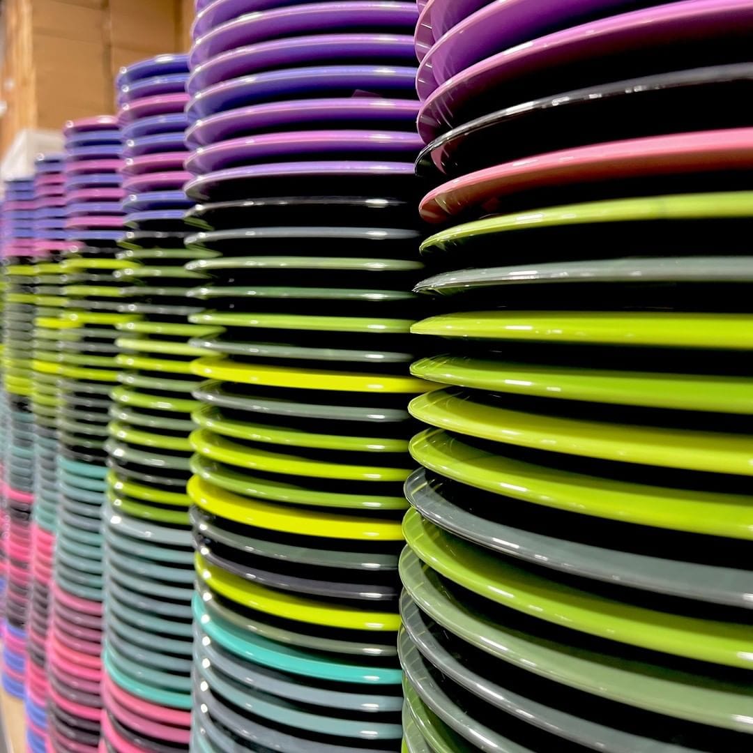 Stacks of colorful plates