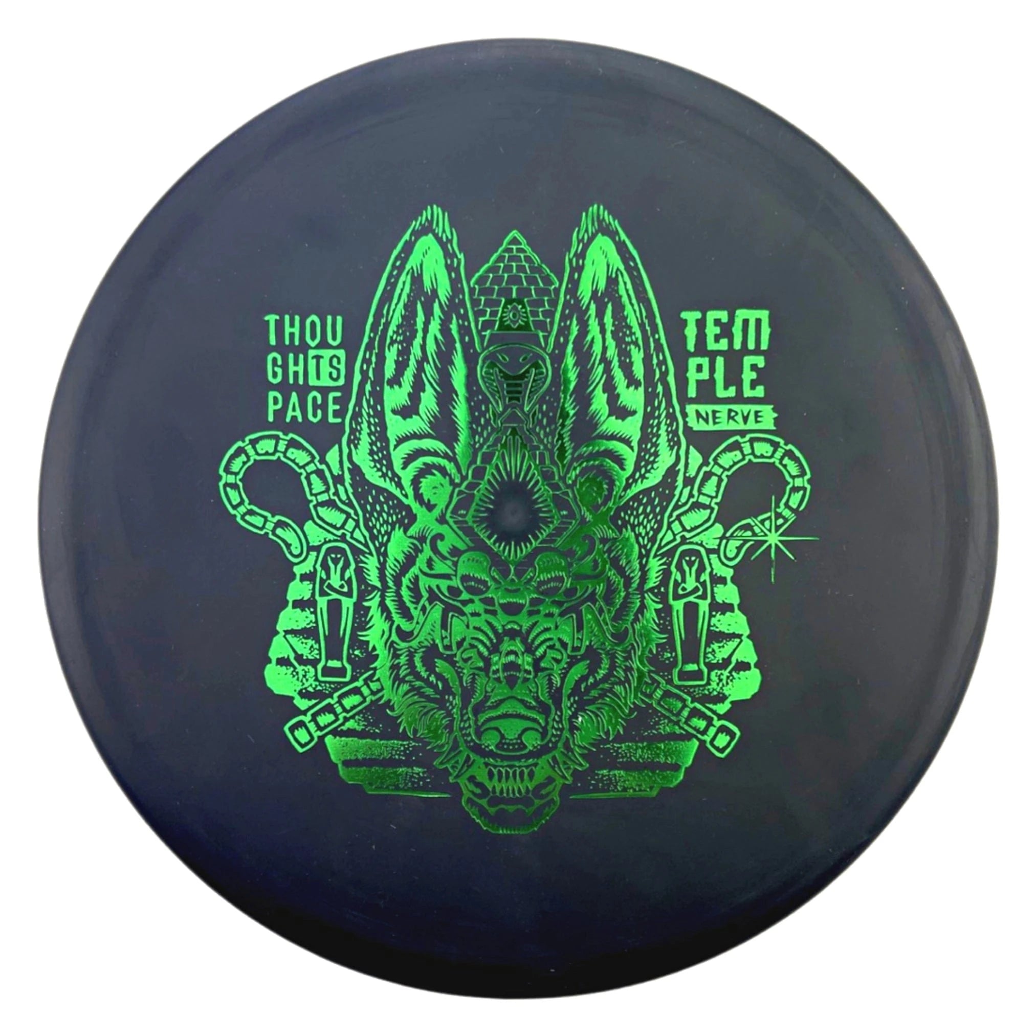 Temple Nerve disc golf disc with Anubis design