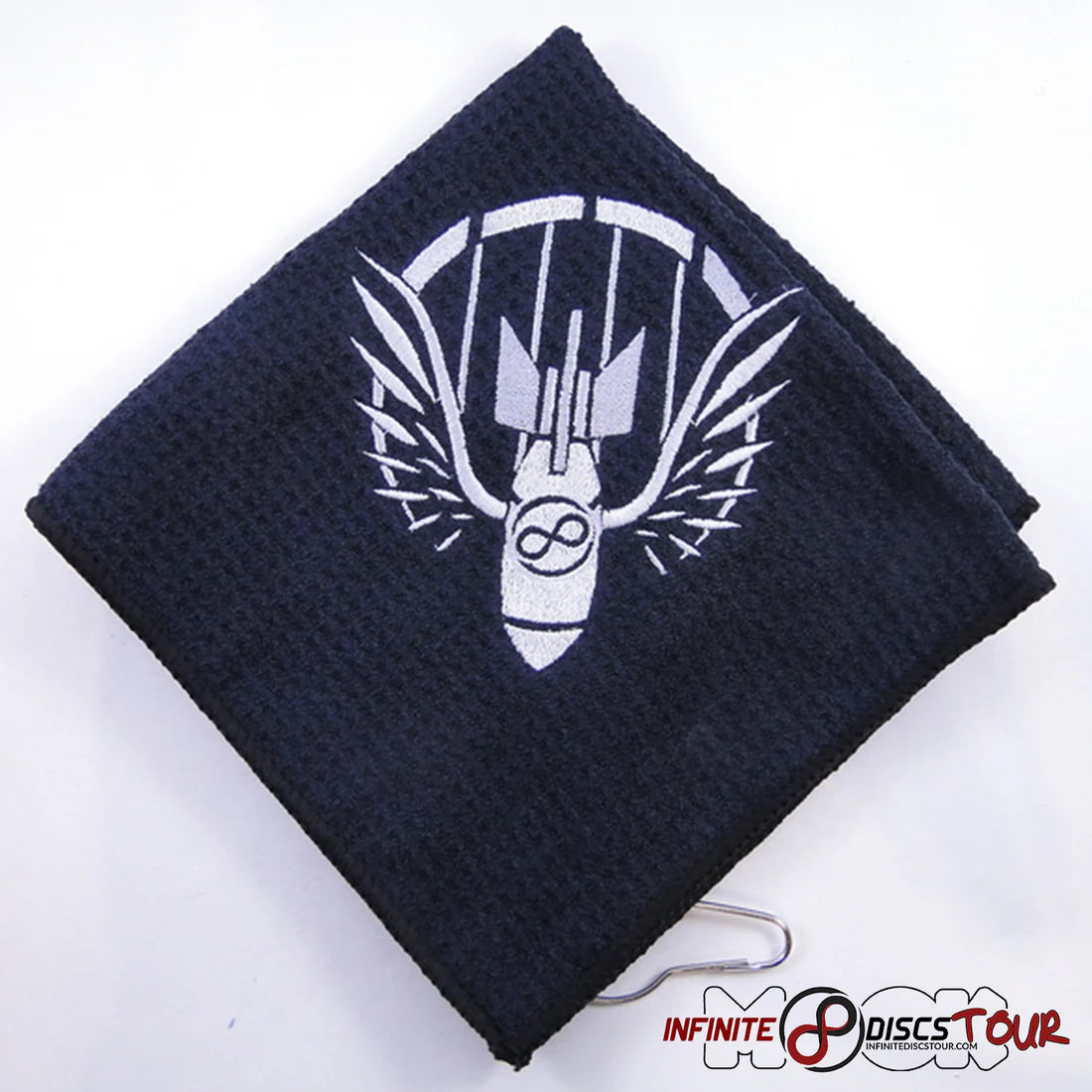 Black Infinite Discs Waffle Weave Disc Golf Towel