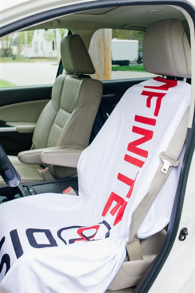Car seat towel with INFINITE logo