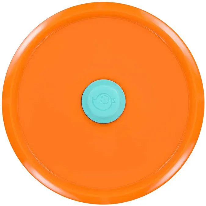 W675 orange lid installed with teal button