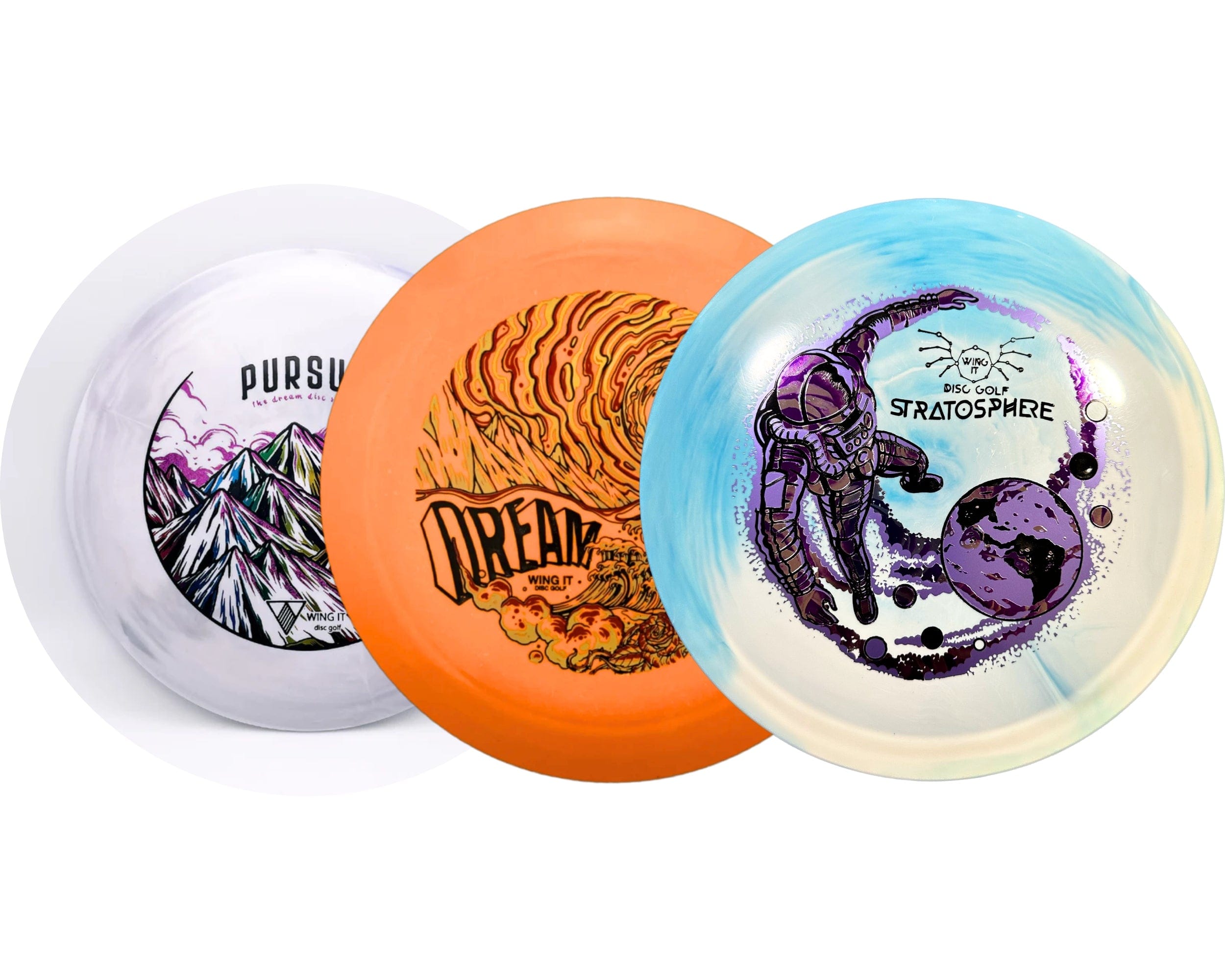 Three disc golf discs
