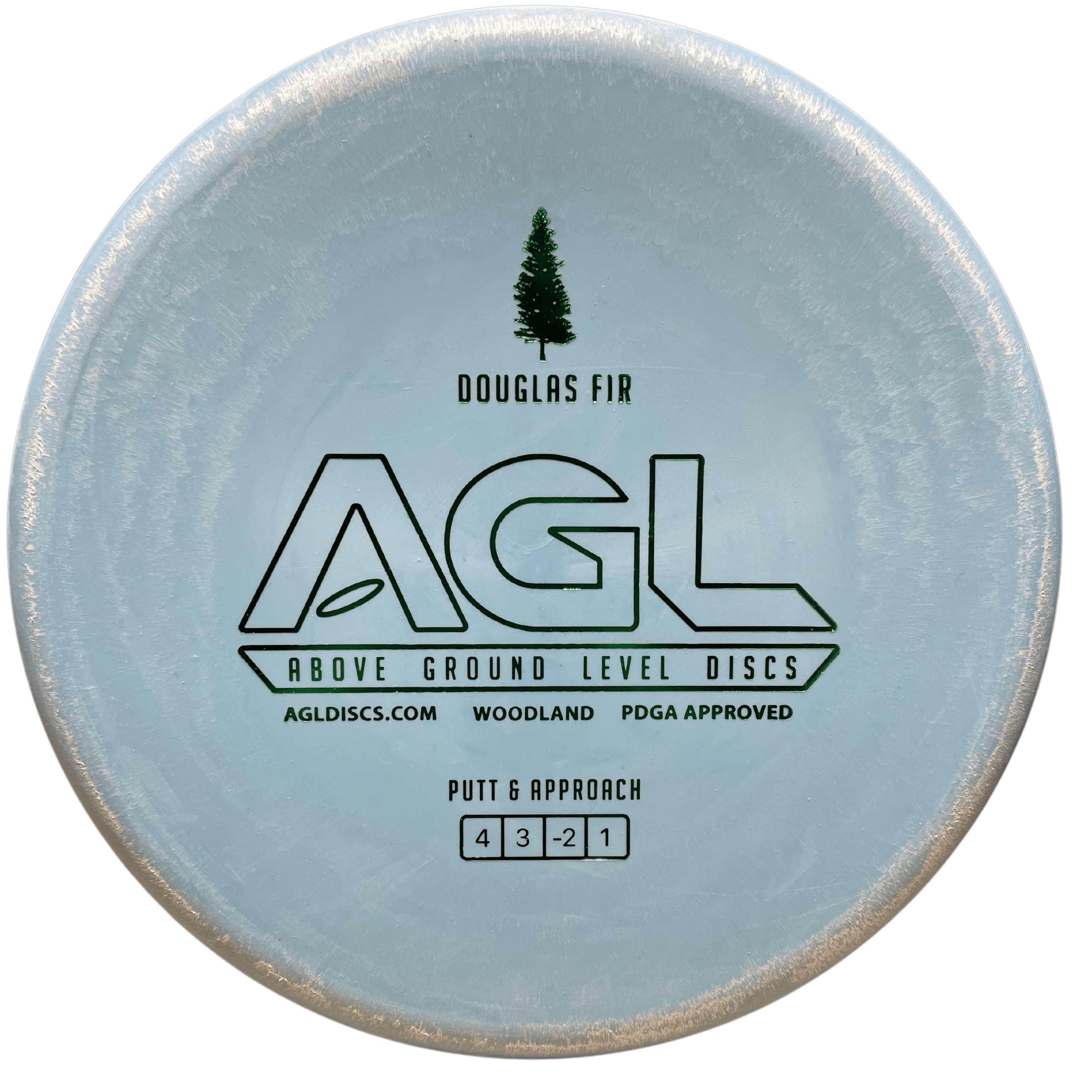 AGL Woodland Douglas Fir blue disc golf putter