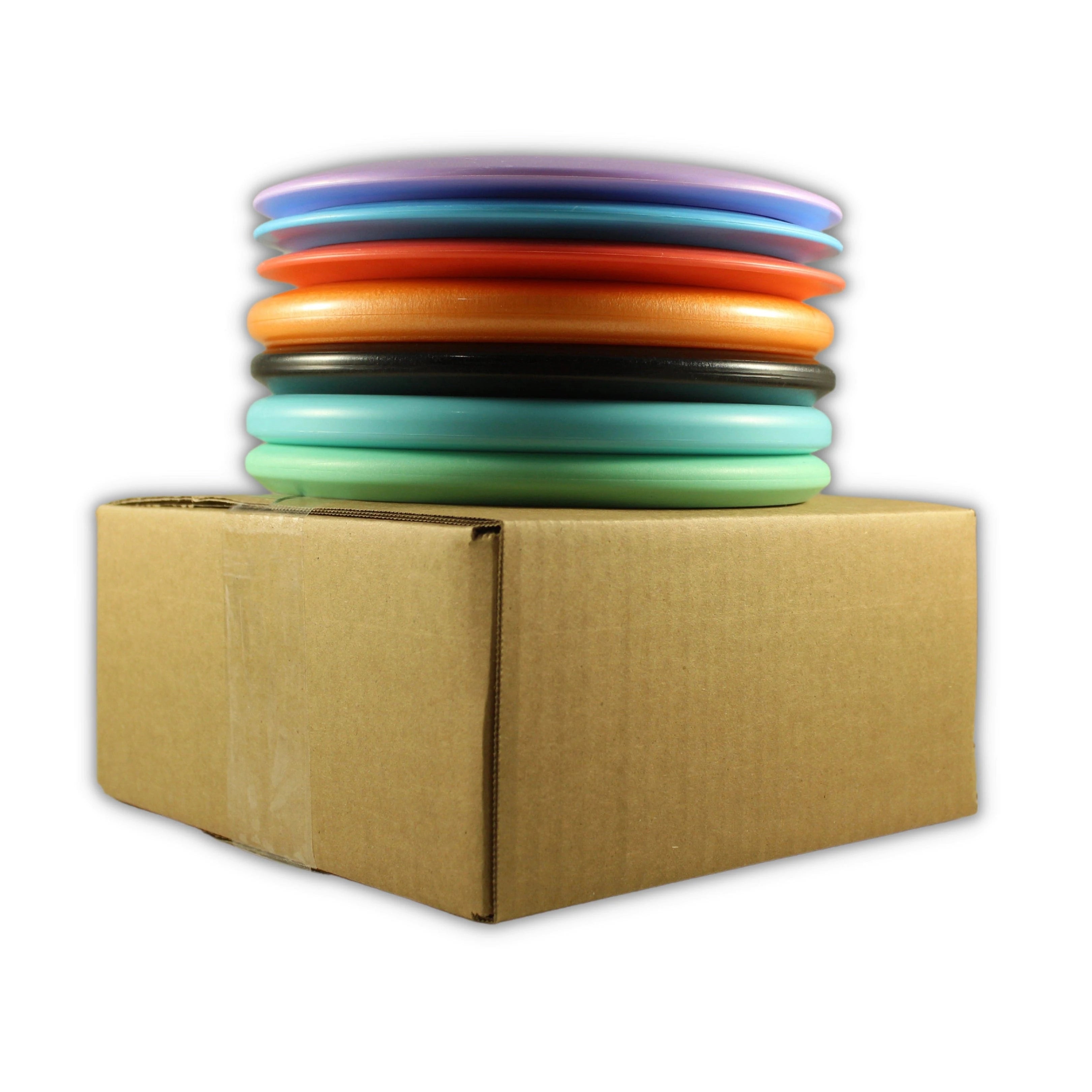 YK-DS-7ST-2 Stacked Disc Golf Discs on Box