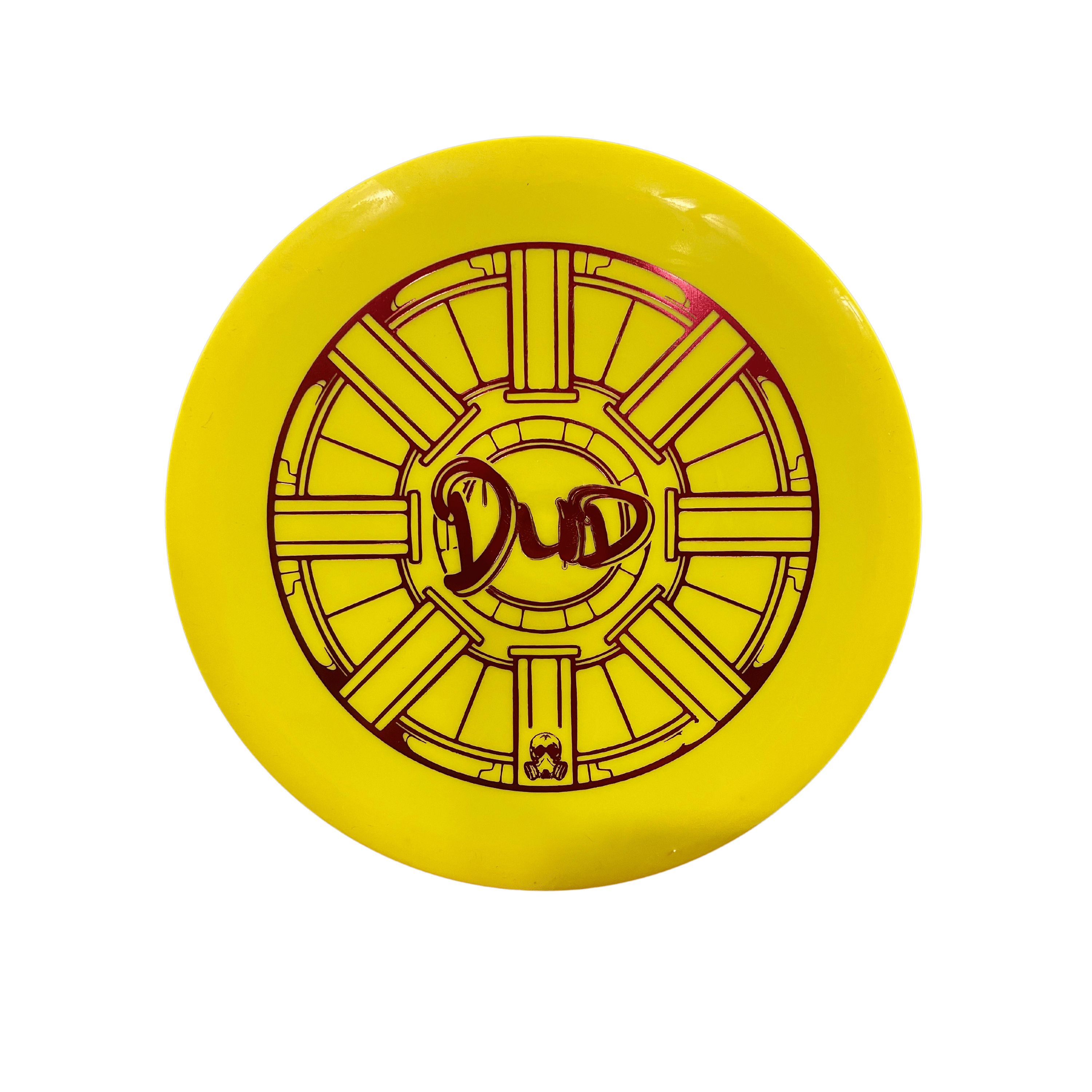 Yellow Dud disc golf disc