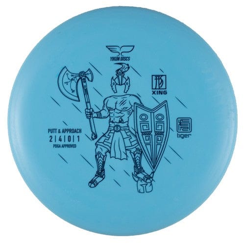 Blue disc golf disc with warrior graphic