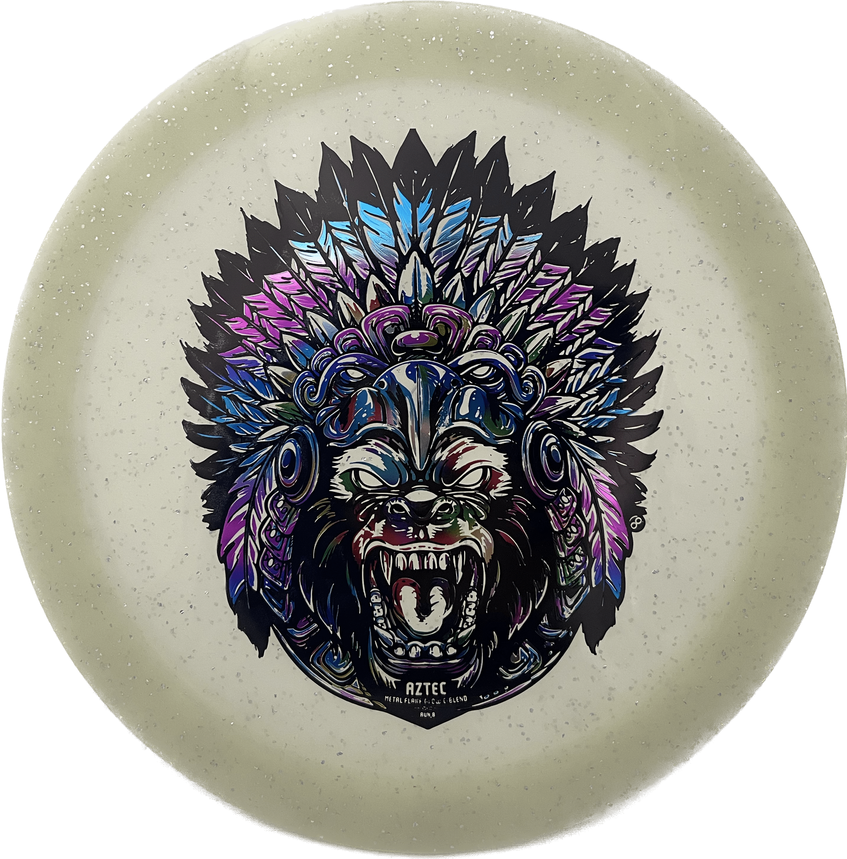 Aztec MFG disc golf disc on white background