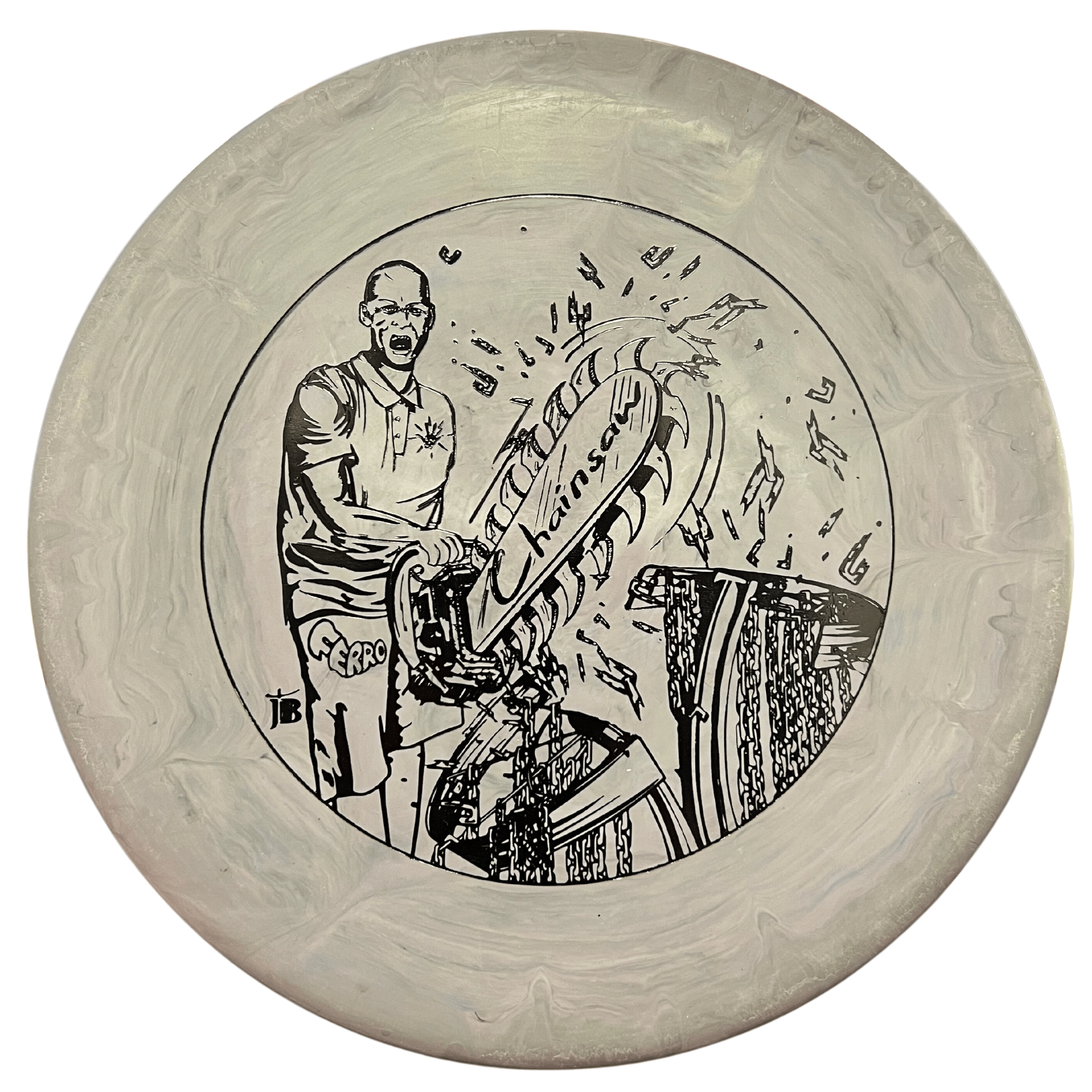 Black zombie chainsaw disc golf disc