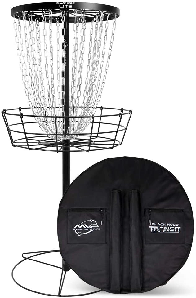 Black Hole Transit disc golf basket with carrying case