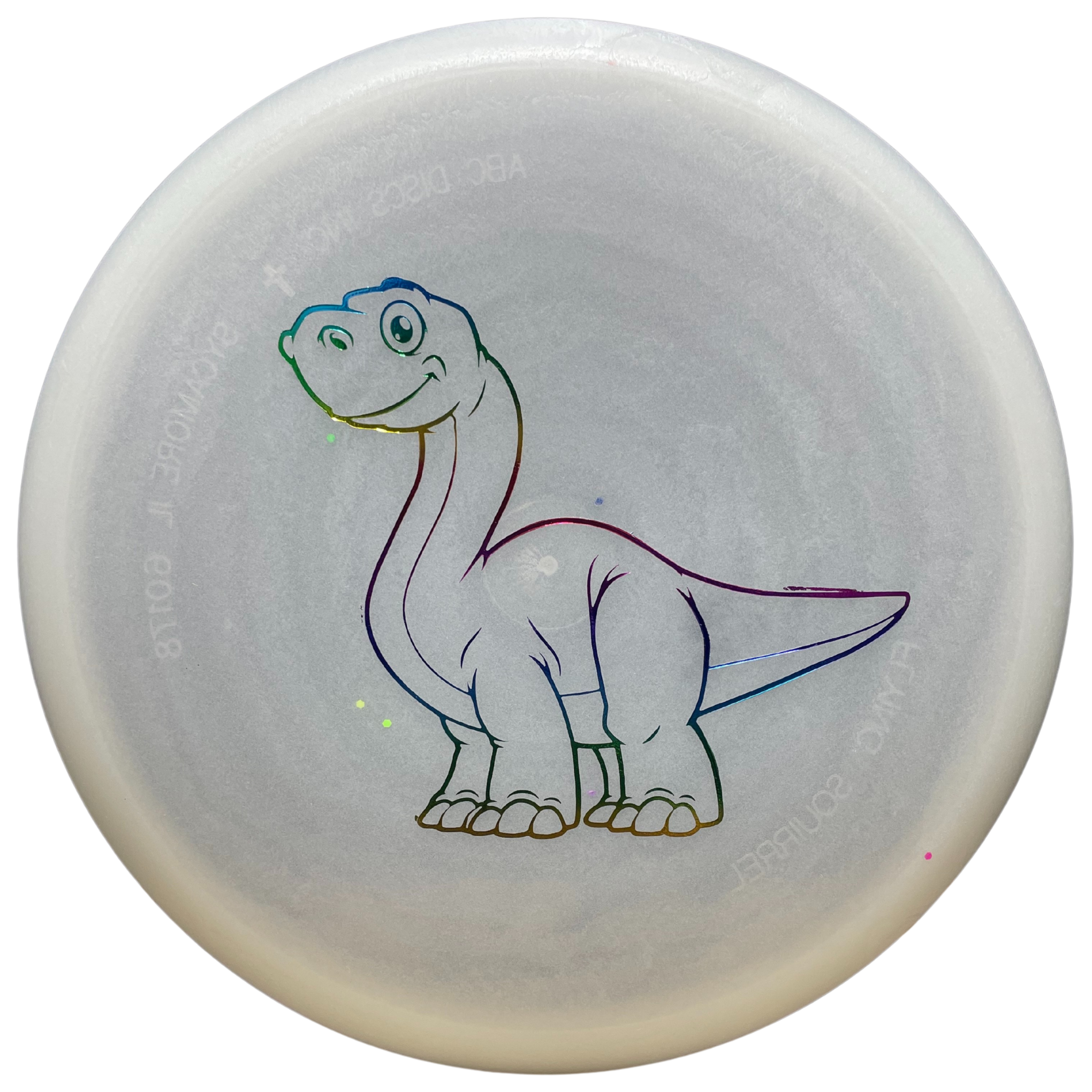 Glow-in-the-dark disc with cute brachiosaurus design