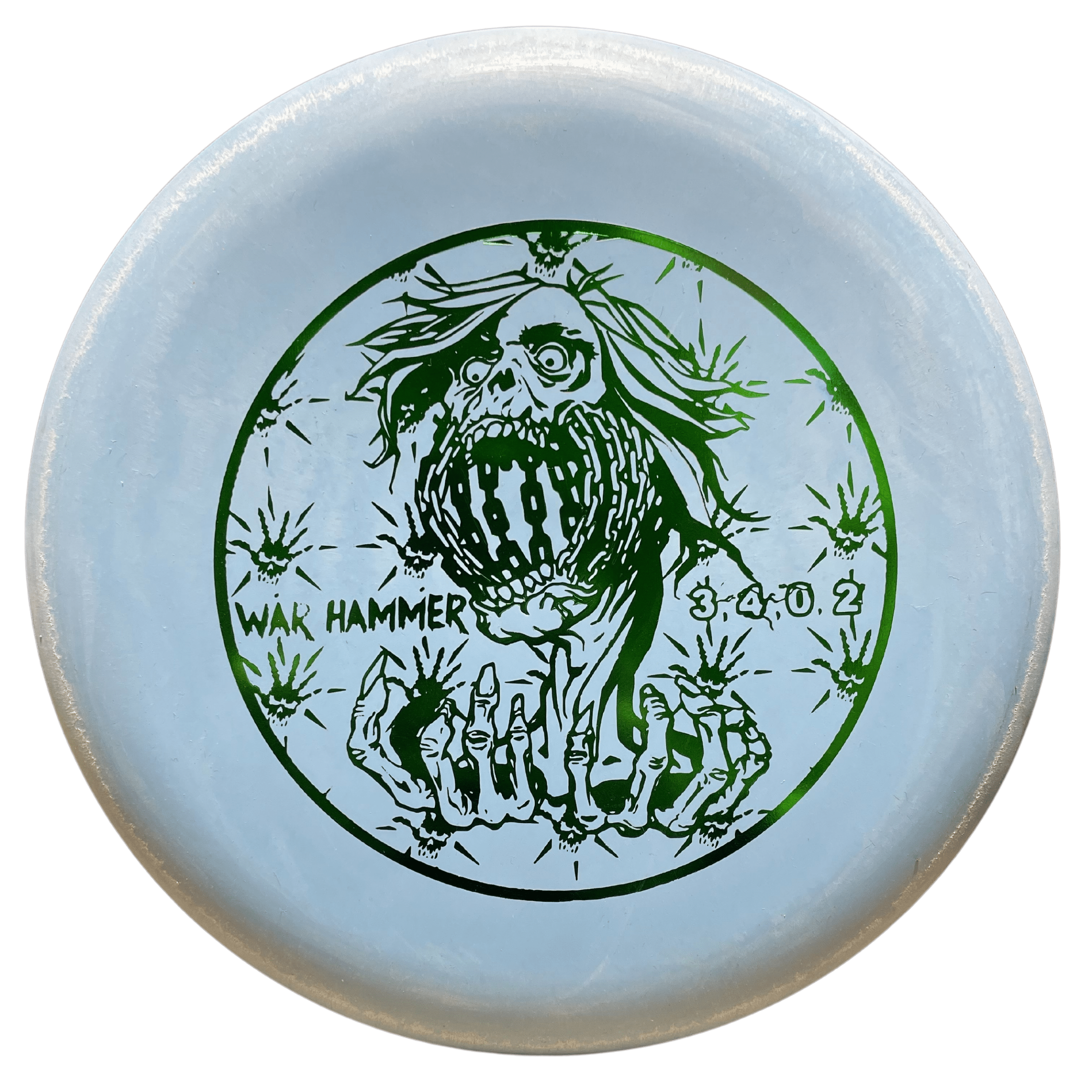 Warhammer disc golf disc with zombie graphic