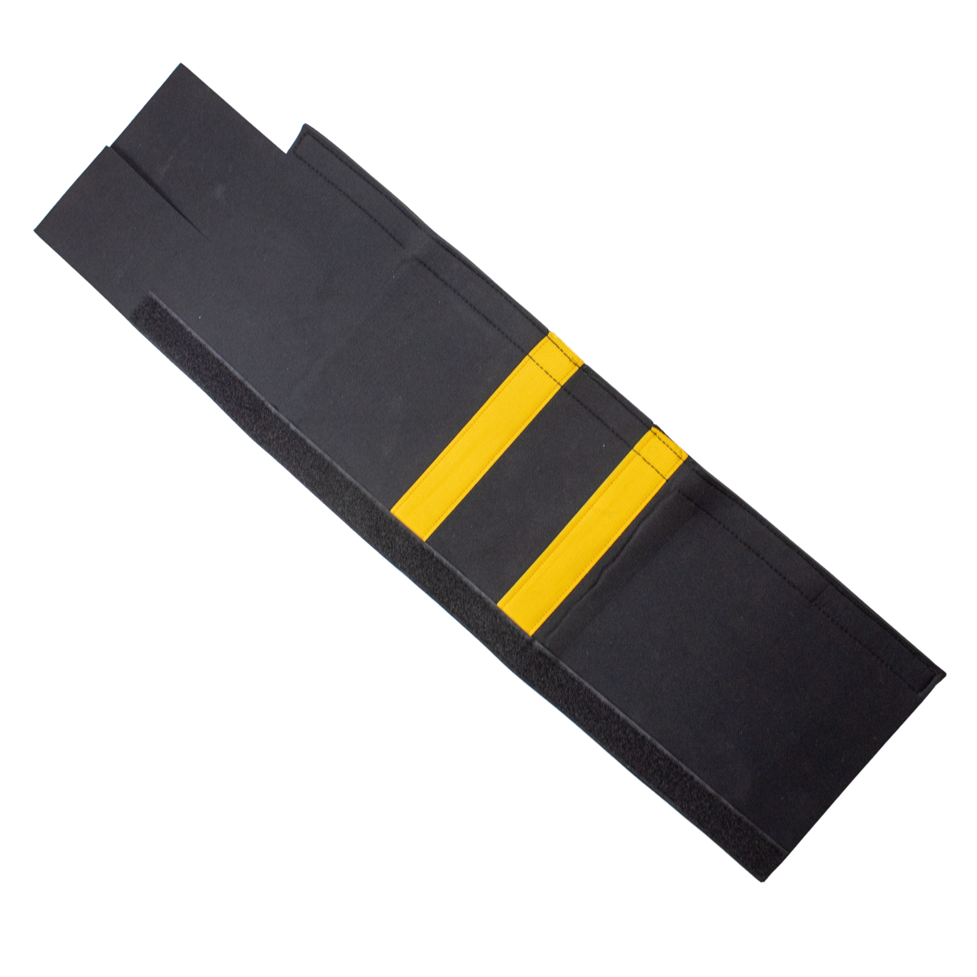 Black chain suppressor with yellow stripes.