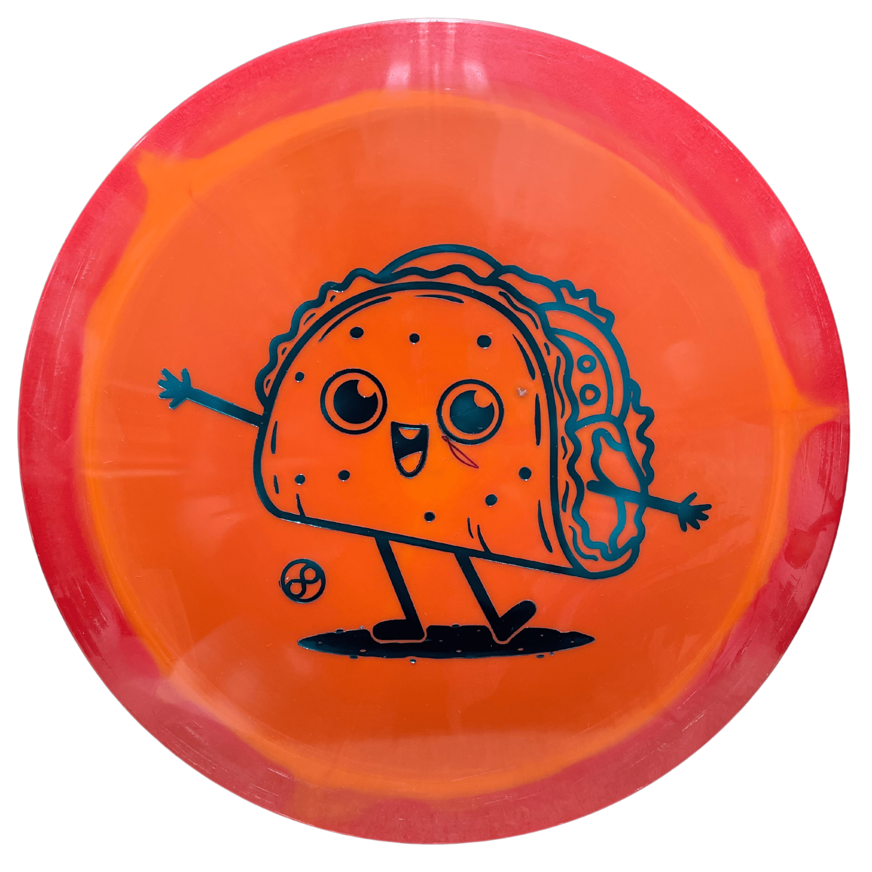 Czar Halo S Blend XOUT disc golf disc with smiling taco graphic