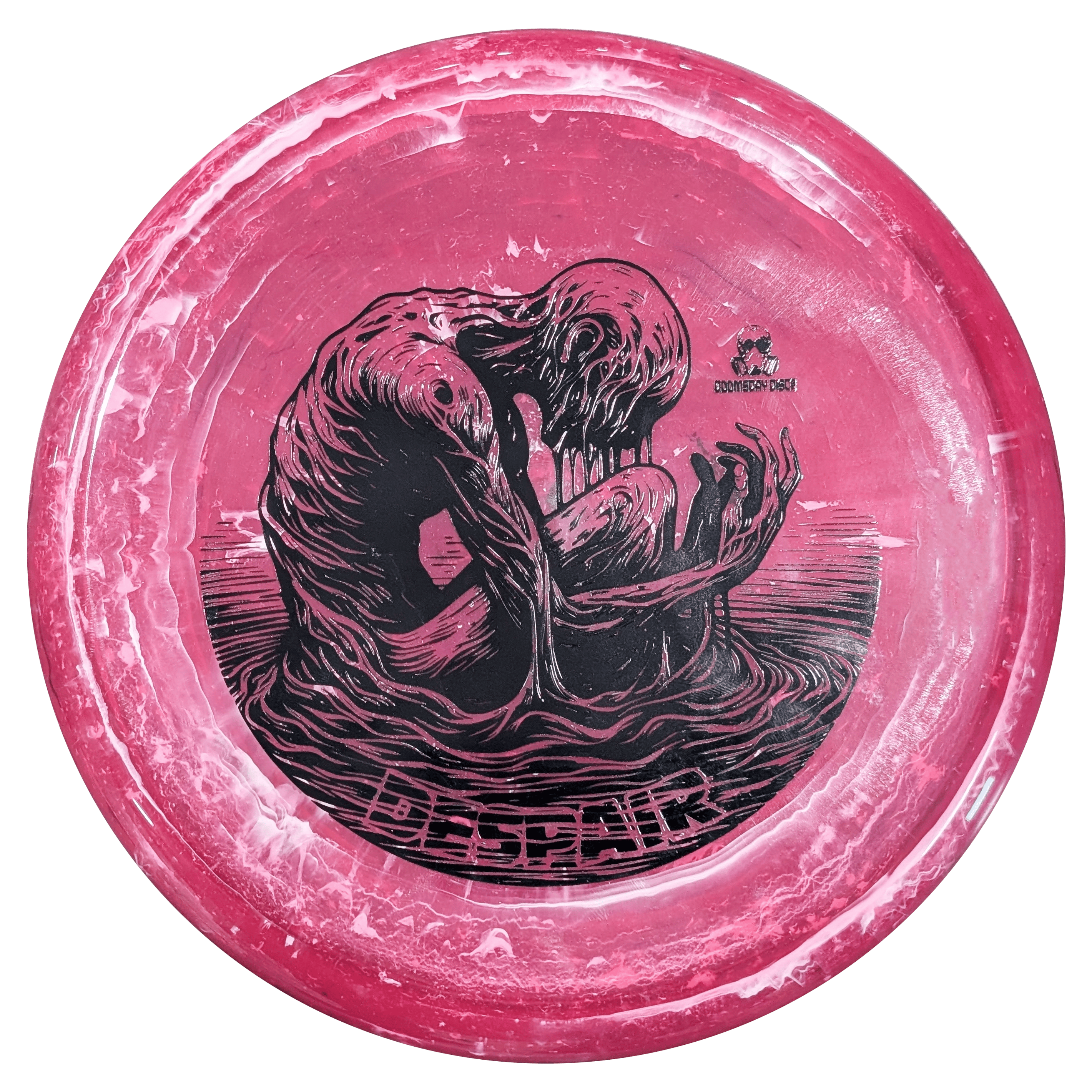 Pink Despair Shockwave disc golf stamp.