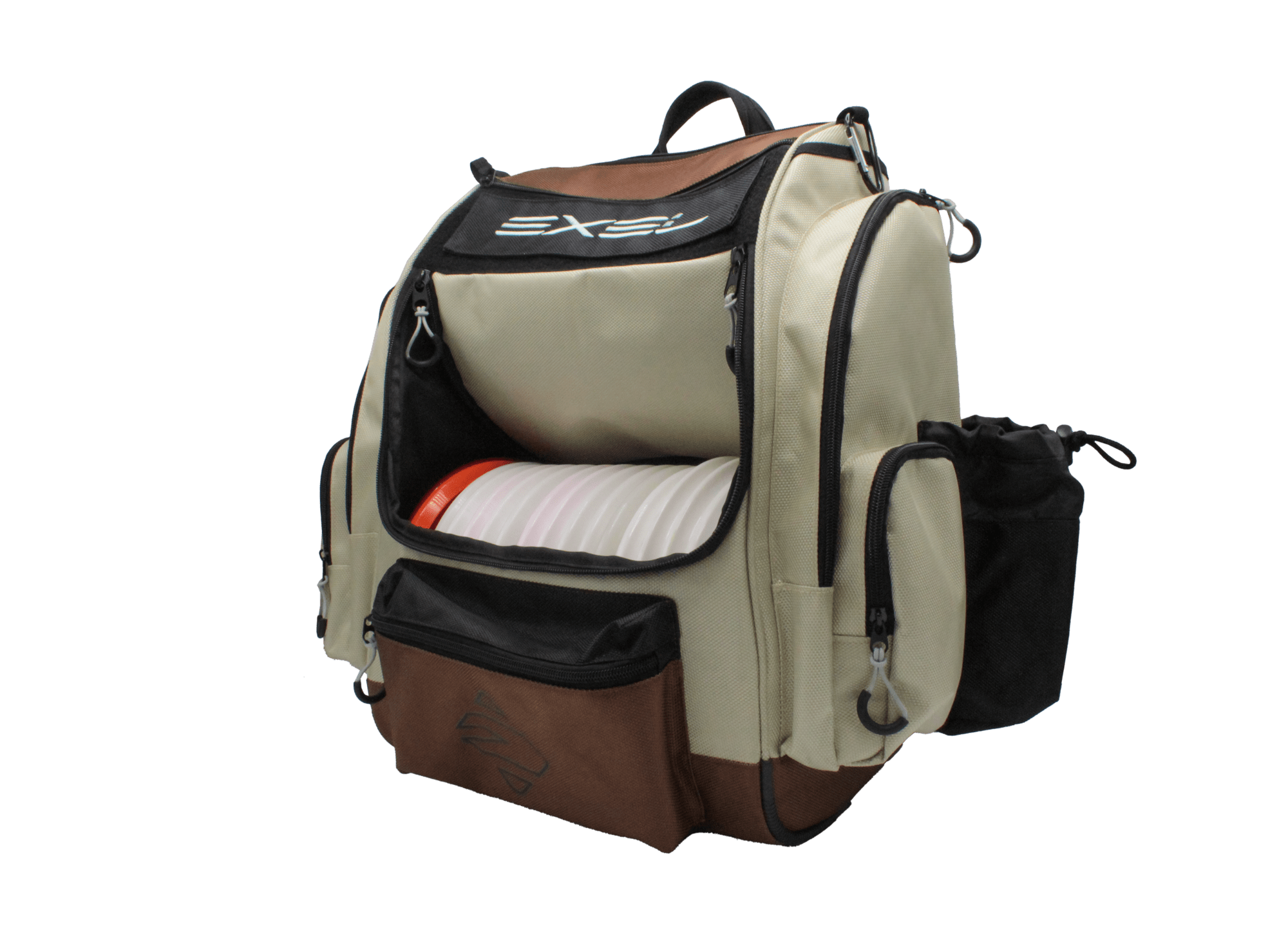 Exel E3 disc golf bag in brown and white