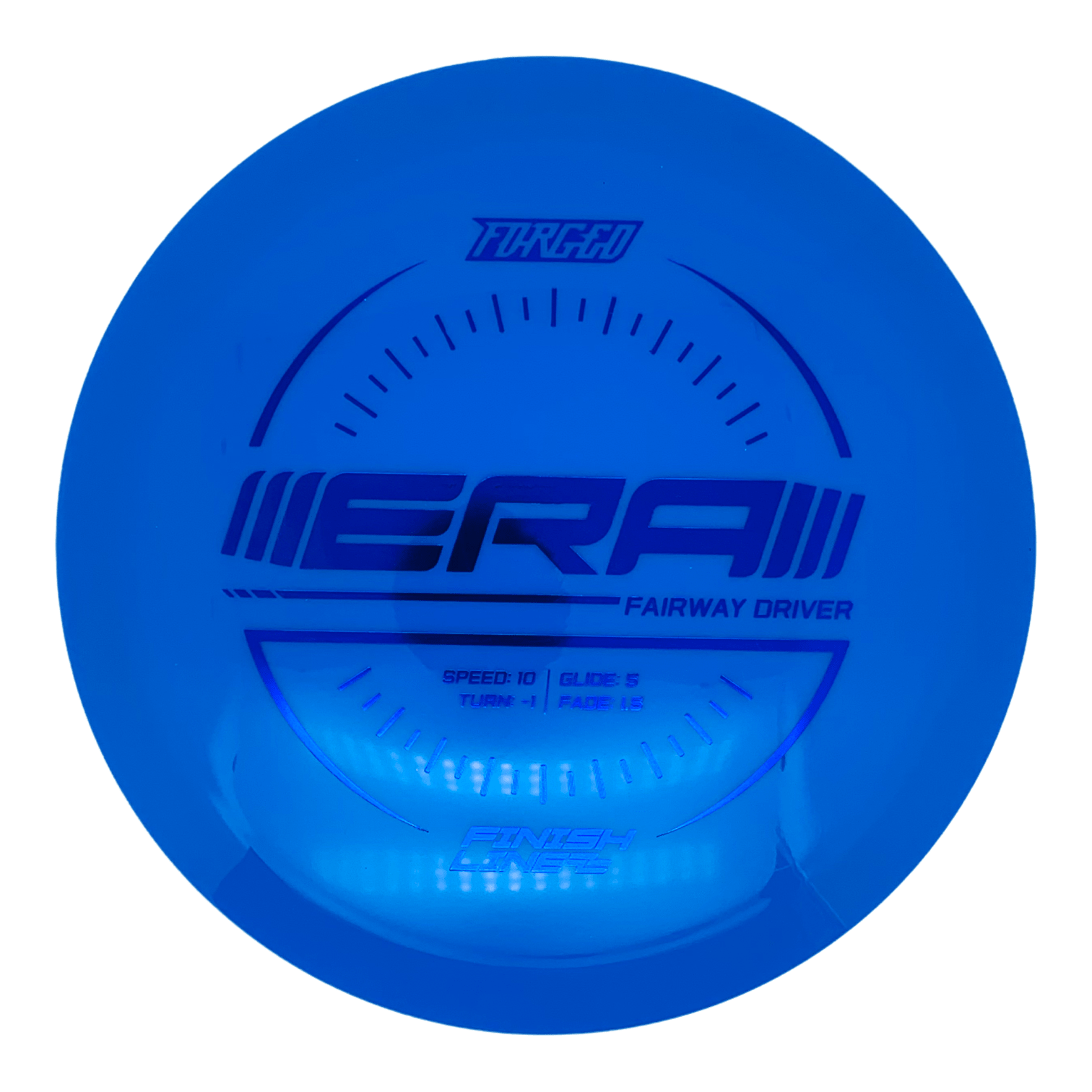 Forged Era disc golf fairway driver with blue disc and white background