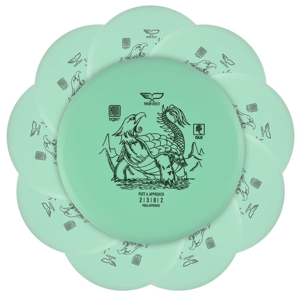 GUI pack of disc golf discs with eagle-turtle design.