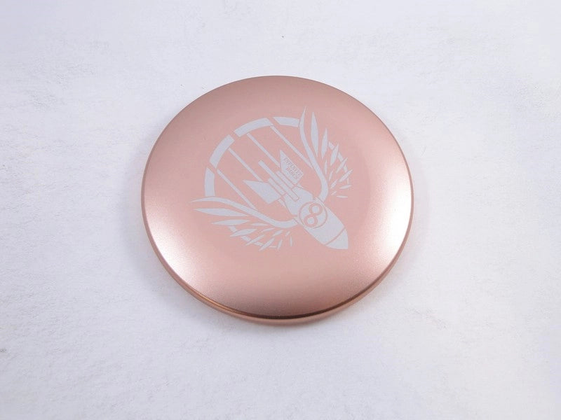 Rose gold compact with etched logo