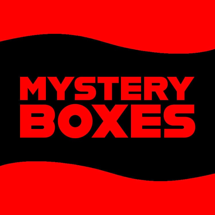 Mystery Boxes logo in red and black