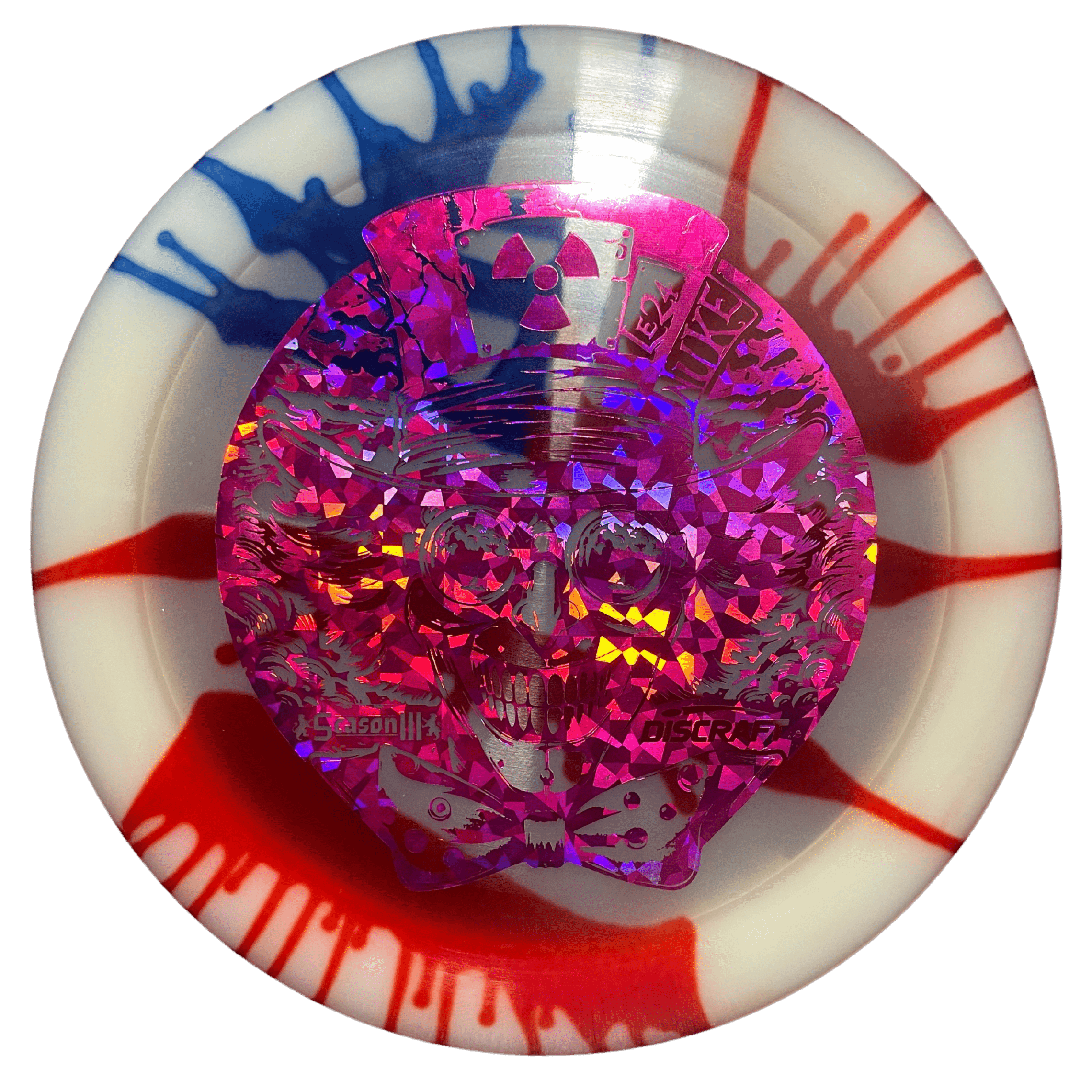 Nuke fly dye disc golf disc with zombie design.