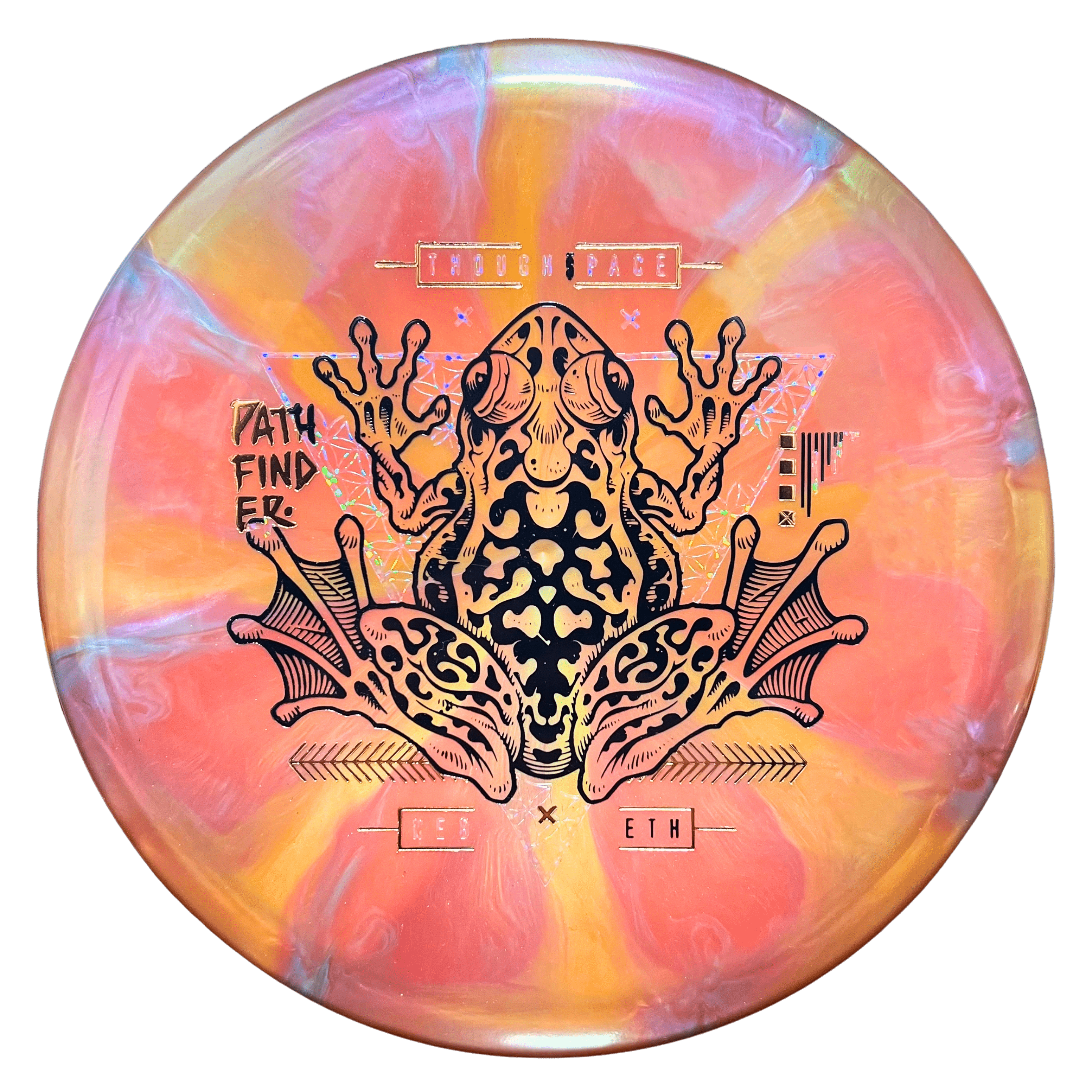 Pathfinder Ethereal disc golf disc with frog graphic