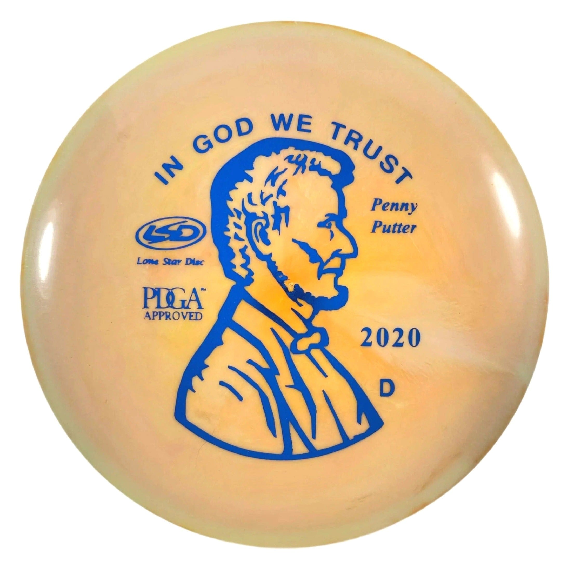 Penny Putter disc golf disc with Lincoln design