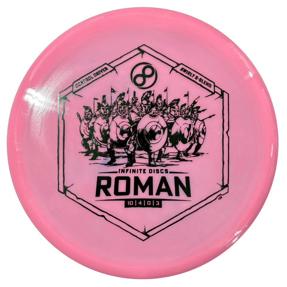 Pink Infinite Discs Roman Swirly S-Blend disc golf driver